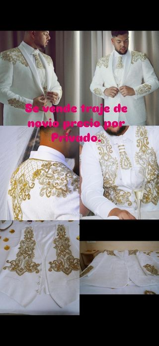 Traje novio blanco y dorado