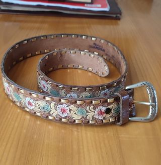 Cintura vintage in pelle - fiori