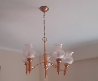 Lámpara 5 brazos dorada