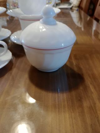 Juego café Arcopal rosa - 6 tazas y azucarero