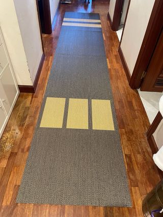 Alfombra pasillo vinilo marrón-amarillo