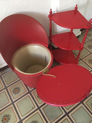 Sillón & Estante rojos vintage