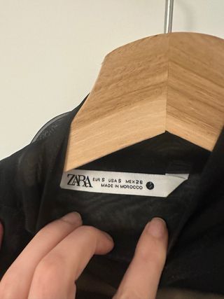 Blusa negra gasa transparencia Zara - Talla S