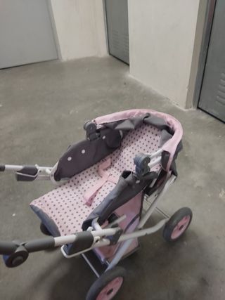 Cochecito muñecas rosa-gris