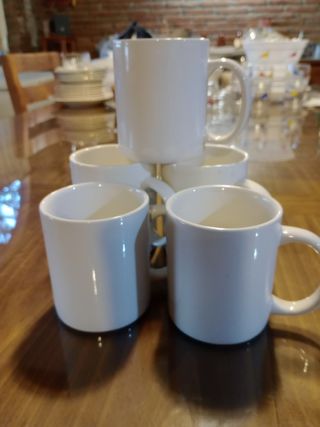 5 Tazas porcelana blanca
