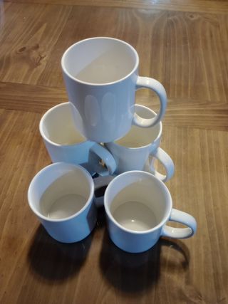 5 Tazas porcelana blanca