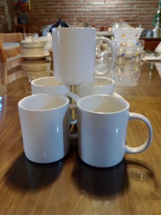 5 Tazas porcelana blanca