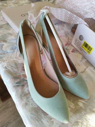 Salones verde menta y plateado -talla 37