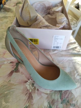 Salones verde menta y plateado -talla 37
