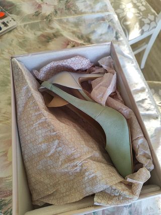 Salones verde menta y plateado -talla 37