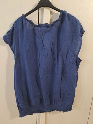 Blusa Cotone Blu Maniche Corte Tg 45