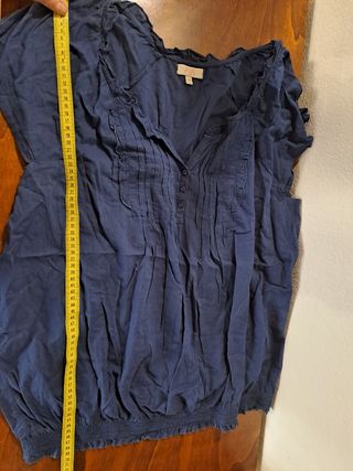 Blusa Cotone Blu Maniche Corte Tg 45