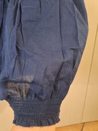 Blusa Cotone Blu Maniche Corte Tg 45