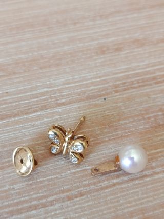 Pendientes oro brillantes perla. Desmontables ,