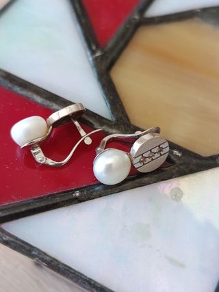 Pendientes perla-oro blanco