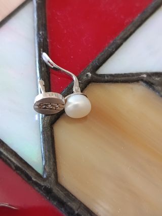 Pendientes perla-oro blanco