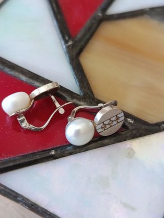 Pendientes perla-oro blanco