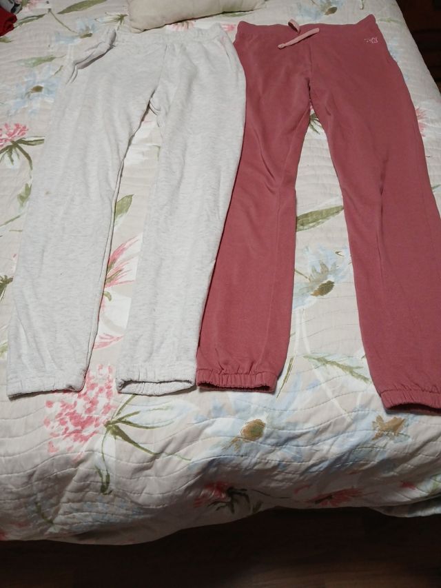2 Pantalones chándal niña - Gris Rosa