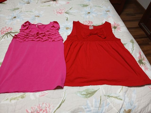 2 Camisetas niña - Rosa y Roja