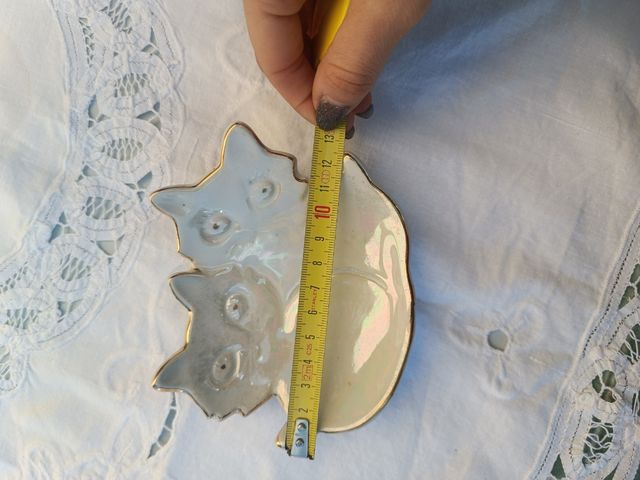 Piattino 2 gatti porcellana