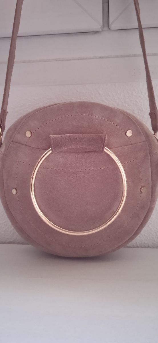 Borsa tonda in pelle rosa