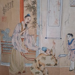 Pintura china antigua sobre papel