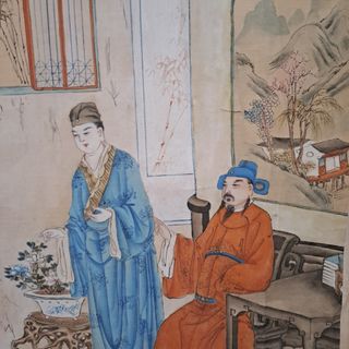 Pintura china antigua sobre papel