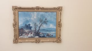 Cuadro antiguo paisaje invernal
