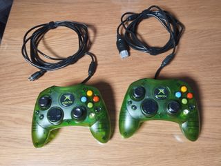 2 Mandos Xbox clasica halo edition transparentes 