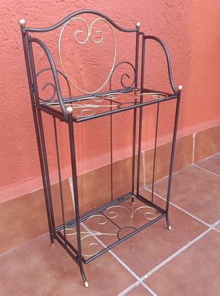 Estantería, botellero metal negra y dorada