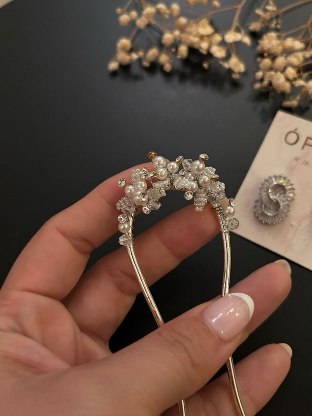 Ornamento da sposa per capelli a coda di cavallo e pendenti in cristallo