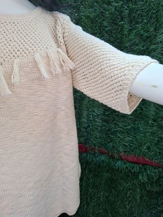 Jersey Promod beige tricot calado talla L
