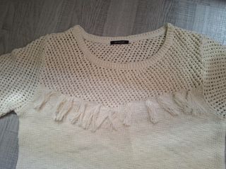 Jersey Promod beige tricot calado talla L