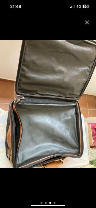 Maleta vintage piel negra y marrón