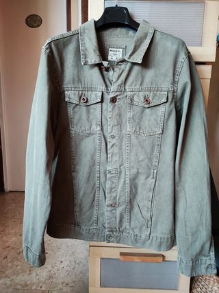 Cazadora sobrecamisa hombre verde caqui