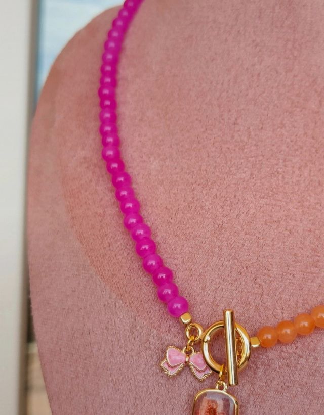 Collar bicolor naranja-rosa