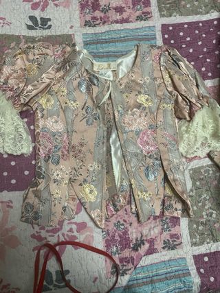 Traje festera niña beige/rosa con 2 corpiños