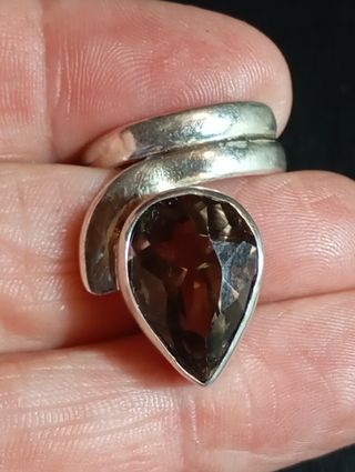 Anillo plata ley con cuarzo ahumado