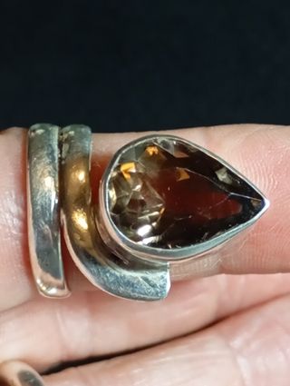 Anillo plata ley con cuarzo ahumado