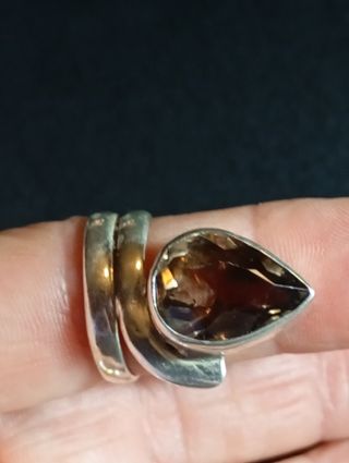 Anillo plata ley con cuarzo ahumado