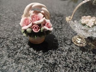 Miniature  vintage cestino ceramica e swarovski 