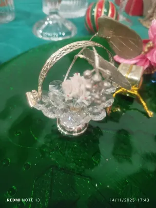 Miniature  vintage cestino ceramica e swarovski