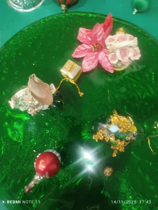 Miniature  vintage cestino ceramica e swarovski