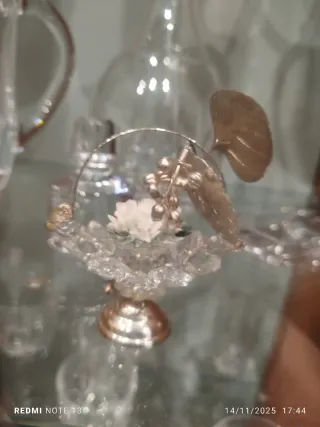 Miniature  vintage cestino ceramica e swarovski