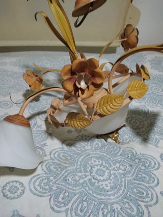 Lampara techo forja dorada