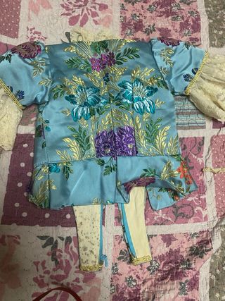 Traje festera niña azul  brocado