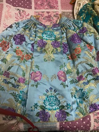 Traje festera niña azul  brocado