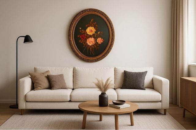 Cuadro vintage con flores pintado