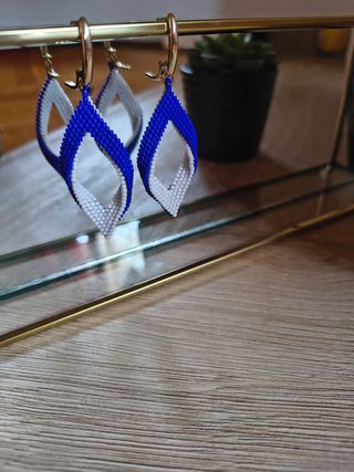 Orecchini intrecciati blue&white, perline Miyuki