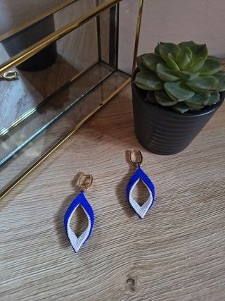 Orecchini intrecciati blue&white, perline Miyuki